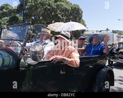 dh Marine Parade NAPIER NEW ZEALAND People Art Deco weekend woman driving 1930s classic vintage car festival Stock Photo