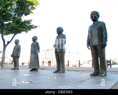 statues South African Nobel Peace Prize winners Albert Luthuli Desmond Tutu FW de Klerk Nelson Mandela Victoria Alfred Stock Photo