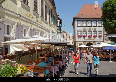 pavement cafés in the old town, Bamberg, Bavaria, Germany Stock Photo