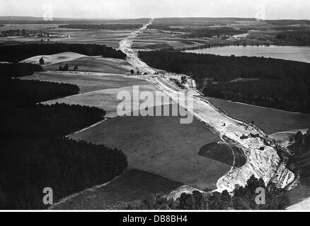 Nazism / National Socialism, architecture, autobahn construction, construction work on the track section between Berlin and Szczecin, 1930s, Additional-Rights-Clearences-Not Available Stock Photo
