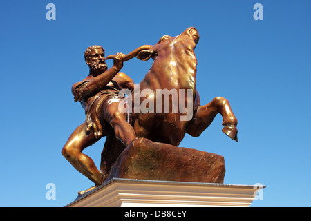 Statue of Heracles fighting the Cretan Bull Schwerin Schloss Mecklenberg Germany Stock Photo