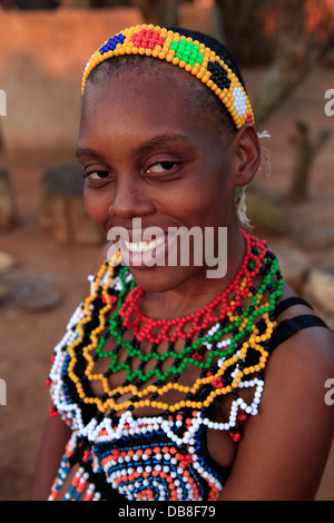 Zulu maiden wearing beads Kwazulu Natal South Africa Stock Photo - Alamy