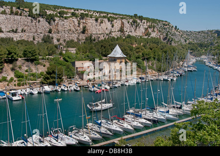 Provence Calanques near Cassis French Riviera France Boat Port Harbor Sea Stock Photo