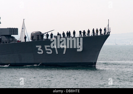 The Shirayuki arrives at Portsmouth Harbour part of the Japanese Maritime Self Defence Force Training Squadron Stock Photo