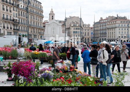 Flower market Marseilles old Vieux port France Provence French Stock Photo