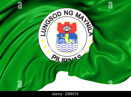 Flag of Manila, Philippines. Close Up. Stock Photo