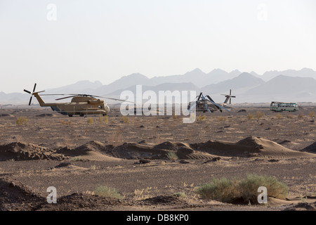 American services Operation Eagle Claw abandoned and wrecked helicopters, Tabas, Iran Stock Photo