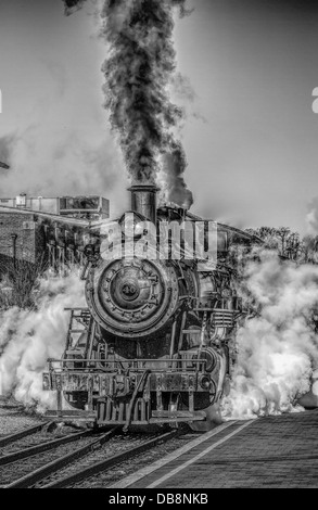 train steam power siding locomotive smoke traffic Stock Photo