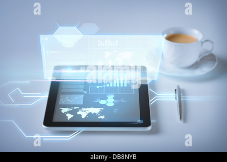 tablet pc and virtual screen Stock Photo