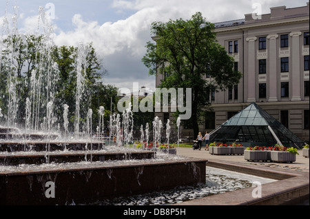 Fountain near congress center in Riga, Latvia, Europe Stock Photo