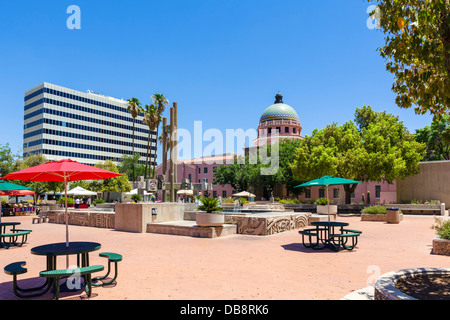 El Presidio Park looking towards Pima County Courthouse in downtown Tucson, Arizona, USA Stock Photo