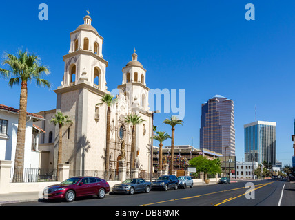 St Augustine Cathedral looking towards the business district, Stone Street, Tucson, Arizona, USA Stock Photo