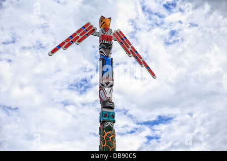 Totem pole, Vermillion Bay, Ontario, Canada Stock Photo