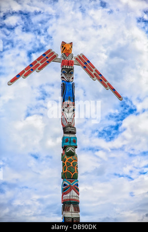 Totem pole, Vermillion Bay, Ontario, Canada Stock Photo