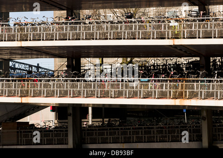 Multi-level bicycle parkade near Central Station, Amsterdam, Netherlands. Stock Photo