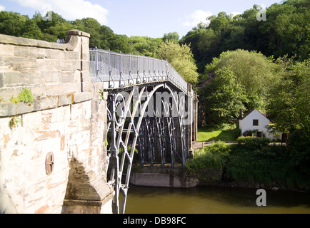 opened 1781 The Iron Bridge on the Severn River Coalbrookdale First cast Iron Bridge built from various angles views of bridge Stock Photo