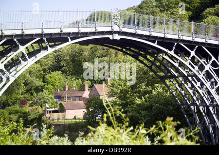 opened 1781 The Iron Bridge on the Severn River Coalbrookdale First cast Iron Bridge built from various angles views of bridge Stock Photo