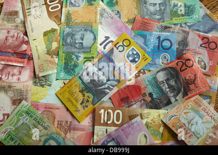 Foreign currency - Australian, Canadian, and New Zealand dollars Stock Photo