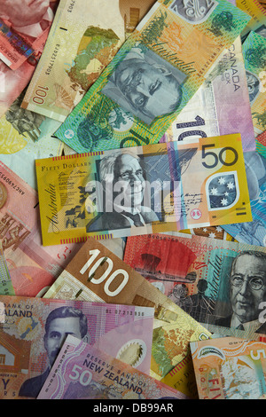 Foreign currency - Australian, Canadian, and New Zealand dollars Stock Photo