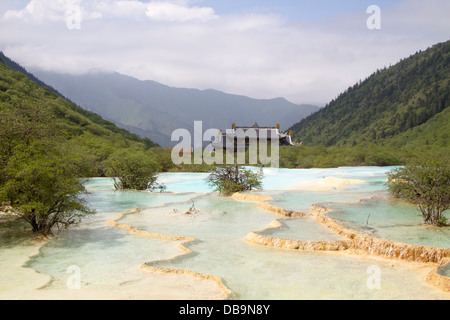 Huanglong Scenic and Historic Interest Area,Sichuan, China colorful pools formed by calcite deposits Stock Photo