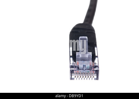 Detail Macro Shot of a network and patch cable, isolated on white Stock Photo