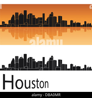 Houston skyline in orange background Stock Photo