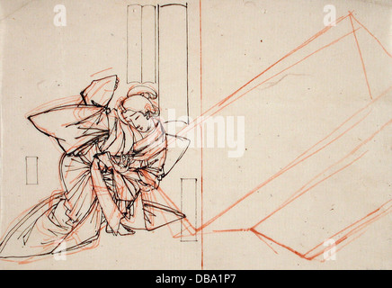 This preparatory drawing showcases the early stages of an illustration ...
