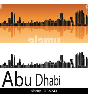 Abu Dhabi skyline in orange background Stock Photo