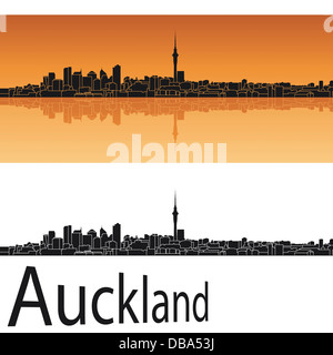 Auckland skyline in orange background Stock Photo