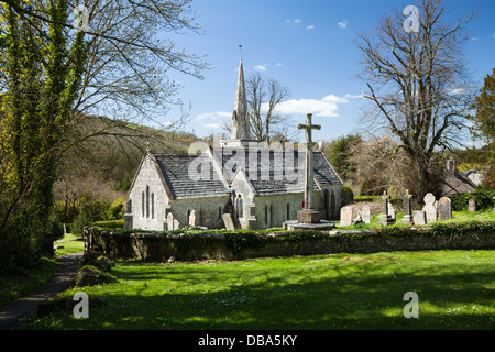 The church and churchyard of St Michael & All Angels in the tiny village of Littlebredy near Bridport in west Dorset, England Stock Photo