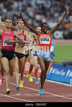 London, UK. 26th July, 2013. IAAF Diamond League Anniversary Games from the The Olympic Stadium, Queen Elizabeth Olympic Park. Maey Kuria wins the 1500m for women Credit:  Action Plus Sports/Alamy Live News Stock Photo