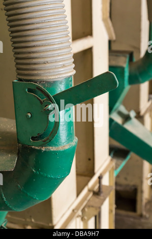 Green Lever control in the rice mill Stock Photo