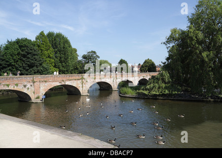 The old Tramway Bridge across the River Avon in Stratford Upon Avon Stock Photo