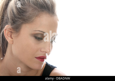 Model Released. Sad Thoughtful Young Woman Stock Photo