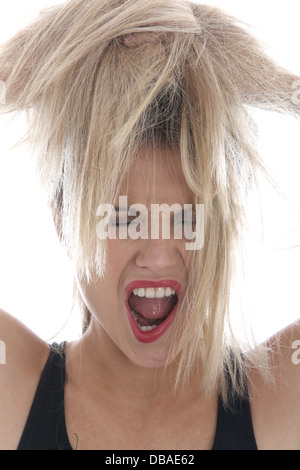 Model Released. Angry Frustrated Young Woman Stock Photo