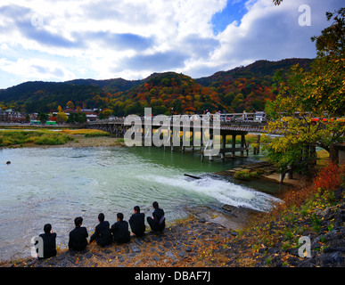 Katsura River in Arashiyama, Kyoto, Japan. Stock Photo