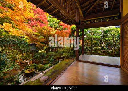 Fall foliage at a Temple in Kyoto, Japan. Stock Photo