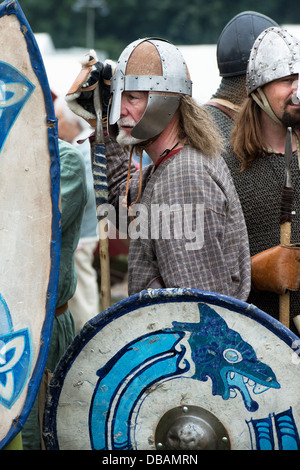 Saxon chain mail body armor, gauntlet and sword worn in Viking battle ...