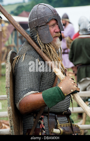 Saxon chain mail body armor, gauntlet and sword worn in Viking battle ...