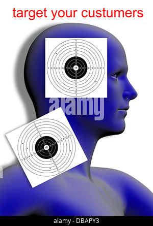 Shooting target, with holes pierced by bullets made in 2d software Stock Photo