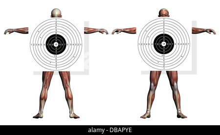 Shooting target, with holes pierced by bullets made in 2d software Stock Photo