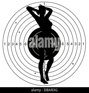 Shooting target, with holes pierced by bullets made in 2d software Stock Photo