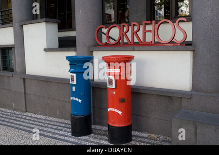 Post Boxes outside a Post Office in Funchal On the island of Madeira Portugal Stock Photo