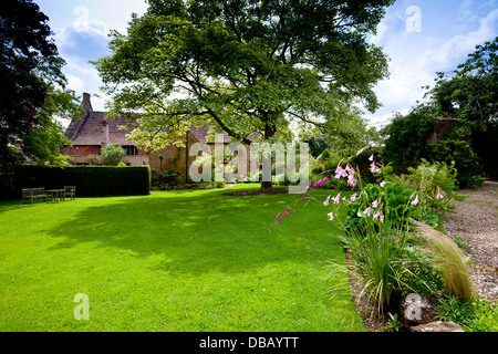 East Lambrook Manor House, location of the famous Margery Fish Cottage Garden in East Lambrook village, Somerset, England, UK Stock Photo