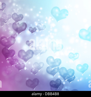Hearts on blue and purple gradient background Stock Photo
