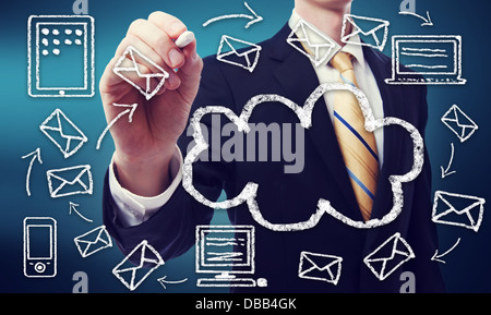 Businessman with cloud computing and connectivity concept Stock Photo