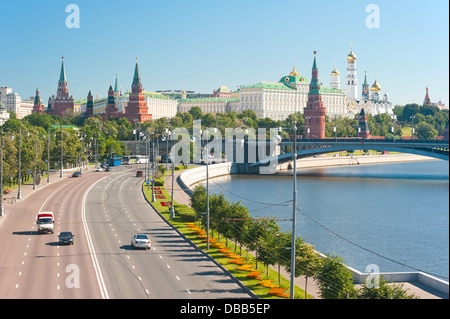 View of the Kremlin from the Patriarchal Bridge. Moscow Stock Photo