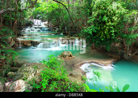 Huay mae kamin waterfall in Kanchanaburi, Thailand Stock Photo