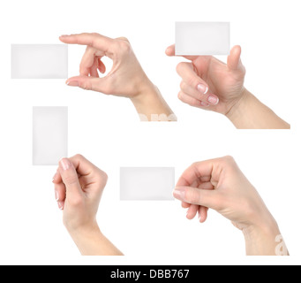 Business card collage isolated on a white background Stock Photo