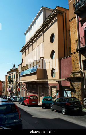 Cinema building rear facade in Caltanissetta. Sicily, Italy Stock Photo